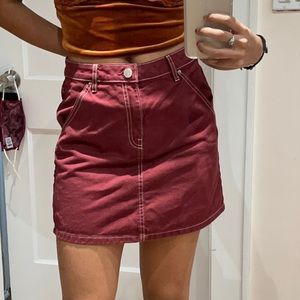 H&M Red/Maroon Denim Skirt